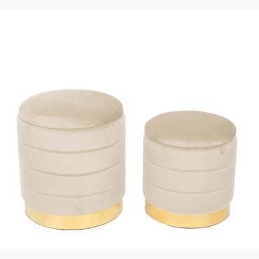 ESTHETI home Σετ των 2 Σκαμπό Βελούδινο Μπεζ Φ34.5x38.5cm/Φ30x32cm 750-10041