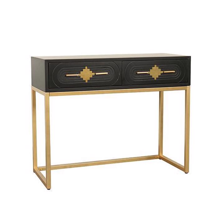ESTHETI home Konsola Xulini Mavri me Surtari & Metalliki Xrusi Basi 100X40X80cm 750-25016
