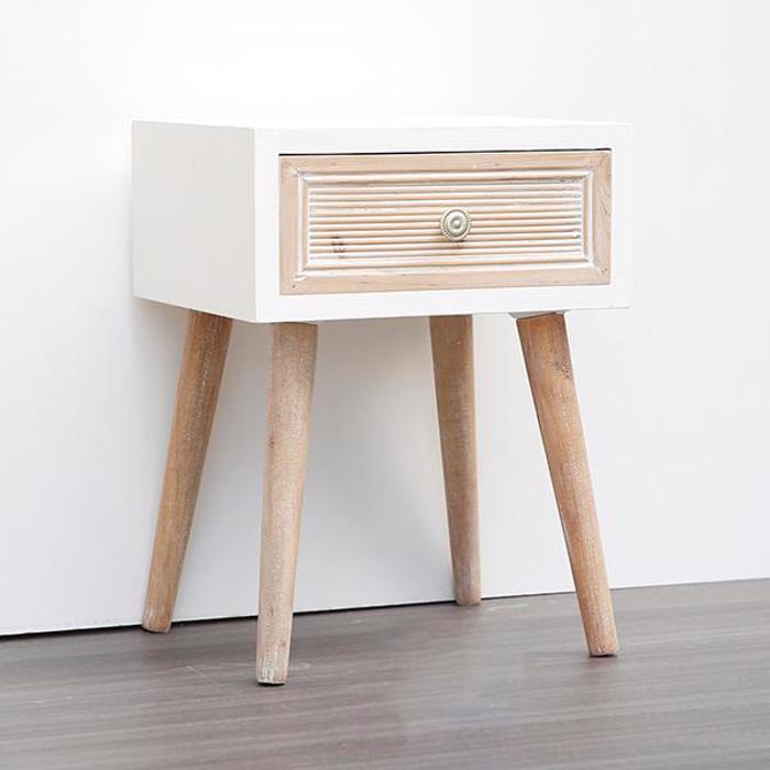 ESTHETI home Komodino Xulino Kafe/Lefko me 1 Surtari 35x30x46.5cm 750-35516