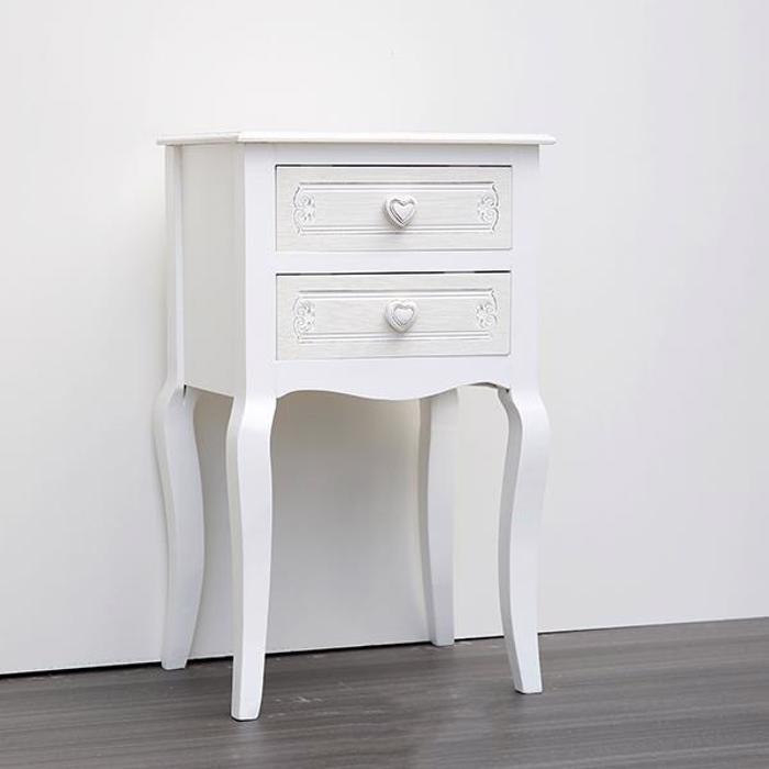 ESTHETI home Komodino Xulino Lefko me 2 Surtaria me Sxedio 40x32x67.5cm 750-35517