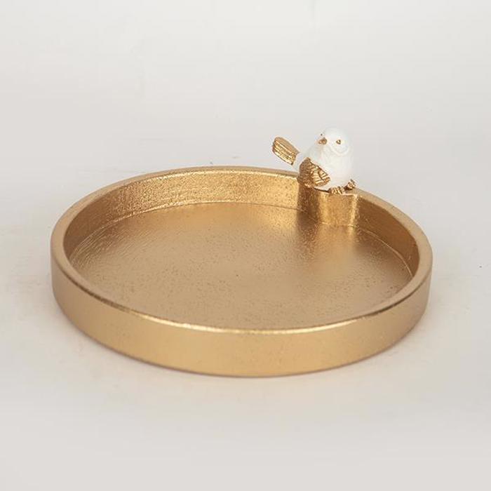 ESTHETI home Diakosmitiki Piatela me Pouli Resin Lefki/Xrusi 22.4x21.3x6.7cm 752-15017
