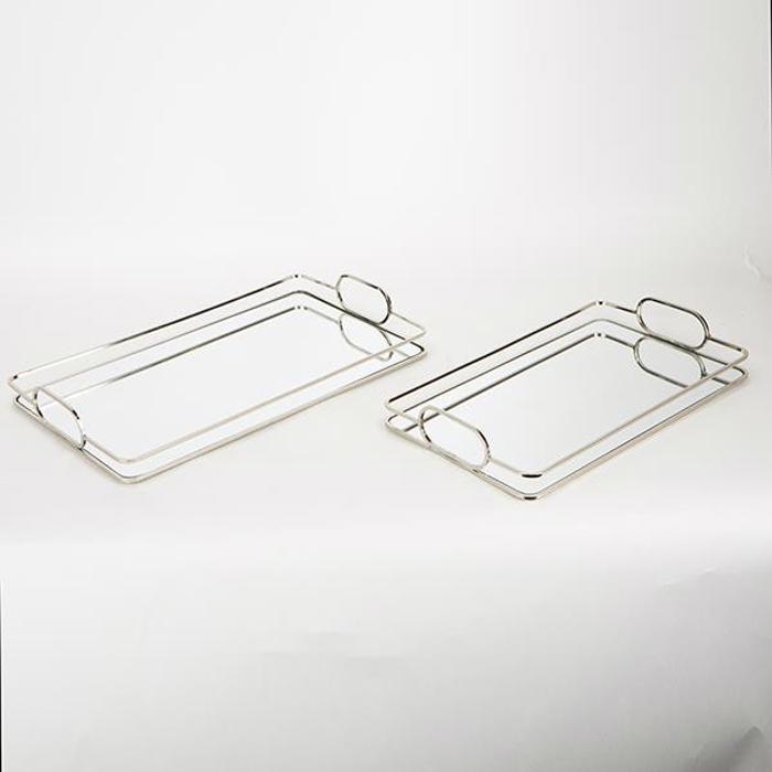 ESTHETI home Set ton 2 Diskos Metallikos Asimi me Kathrepti 42x25.5x5.5cm/36x22x5.5cm 752-16020