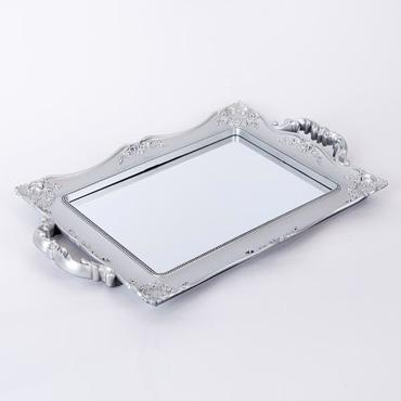 ESTHETI home Δίσκος Πλαστικός Ασημί με Καθρέπτη 39x25cm 752-16113