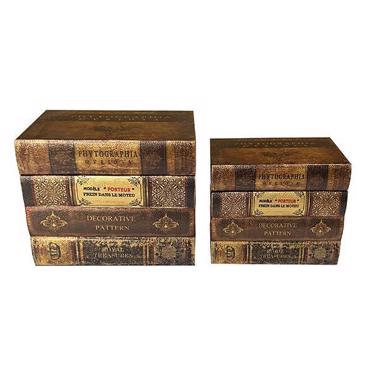 ESTHETI home Σετ των 2 Διακοσμητικά Κουτιά Ξύλινα Ανοιχτό Καφέ 20x13x16cm 752-17026