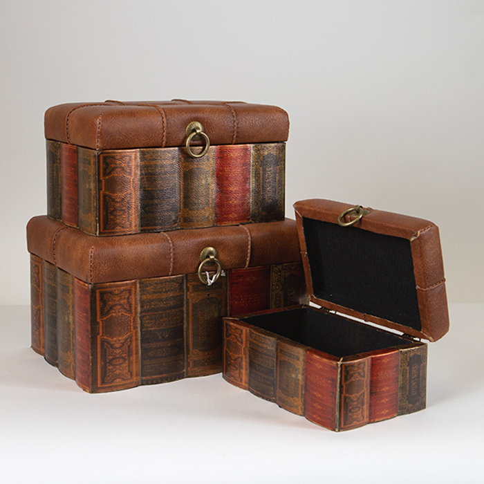 ESTHETI home Set ton 3 Diakosmitika Koutia Xulina Anoixto Kafe 28x20x16cm 752-17027