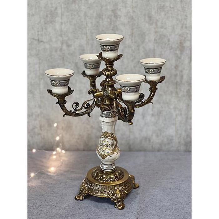 ESTHETI home Kiropigo Porselanis Lefko me Xrusa Louloudia 29x29x38cm 752-26038