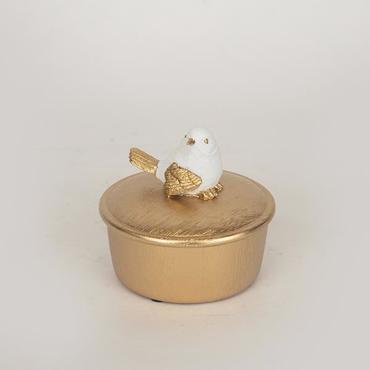 ESTHETI home Διακοσμητικό Κουτί με Πουλί Resin Λευκό/Χρυσό Φ10x9cm 752-28537