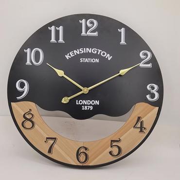 ESTHETI home Ρολόι Τοίχου Μεταλλικό/Ξύλινο Μαύρο/Φυσικό/Λευκό Φ60x4.5cm 753-10038