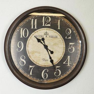 ESTHETI home Ρολόι Τοίχου Πλαστικό Αντικέ Καφέ/Μπεζ Φ61x7.8cm 753-12014