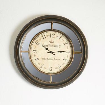 ESTHETI home Ρολόι Τοίχου Πλαστικό με Καθρέπτη Αντικέ Καφέ/Σομόν Φ55.6x7.5cm 753-12018