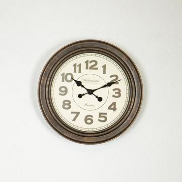 ESTHETI home Ρολόι Τοίχου Πλαστικό Αντικέ Καφέ/Λευκό/Χρυσό Φ44.5x6cm 753-12023