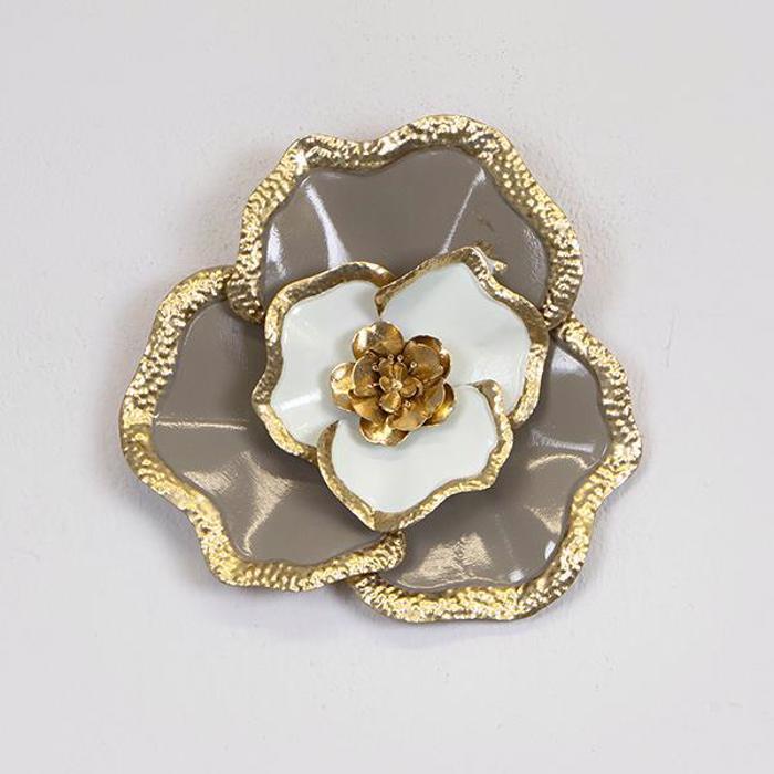 ESTHETI home Diakosmitiko Toixou Louloudi Metalliko Xruso/Lefko/Ggri 32.4x5.7x29.8cm 755-10030