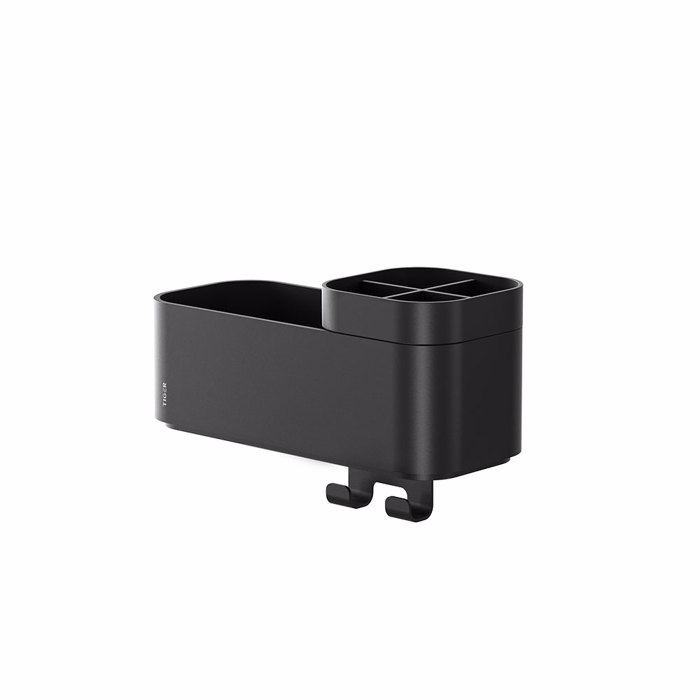 Tiger 2-Store Επιτοίχιο Ράφι με Θήκες και Κρεμάστρες 25 cm Black 800374 Tiger 2-Store Epitoixio Rafi me Thikes kai Kremastres 25 cm Black 800374