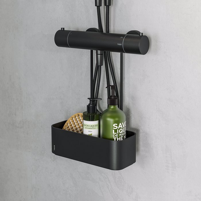Tiger 2-Store Ράφι κρεμαστό για Βρύση Ντους 25 cm Black 800376 Tiger 2-Store Rafi kremasto ga Brusi Ntous 25 cm Black 800376