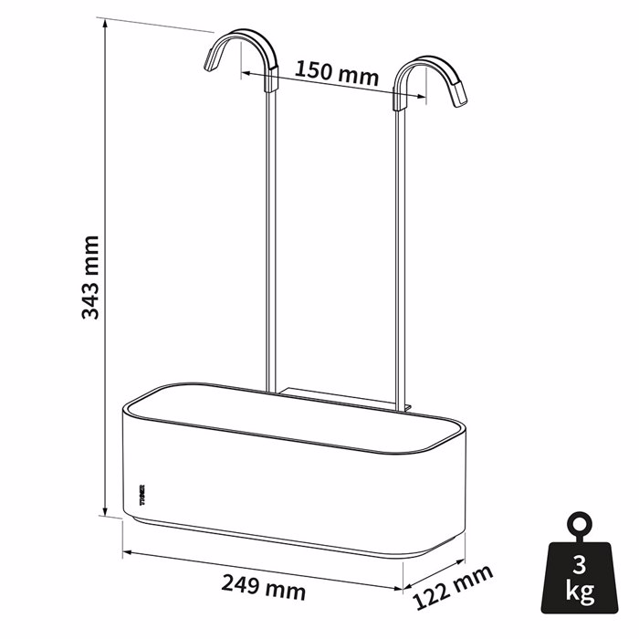 Tiger 2-Store Ράφι κρεμαστό για Βρύση Ντους 25 cm Black 800376 Tiger 2-Store Rafi kremasto ga Brusi Ntous 25 cm Black 800376