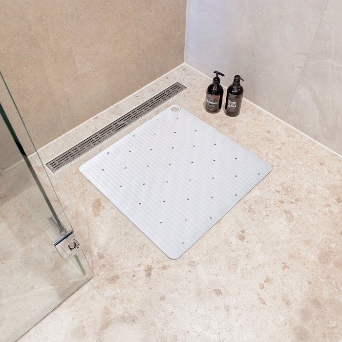Sealskin Ribb Αντιολισθητικό Πατάκι 55x55cm White with Black Hook 800620 Sealskin Ribb Antiolisthitiko Pataki 55x55cm White with Black Hook 800620