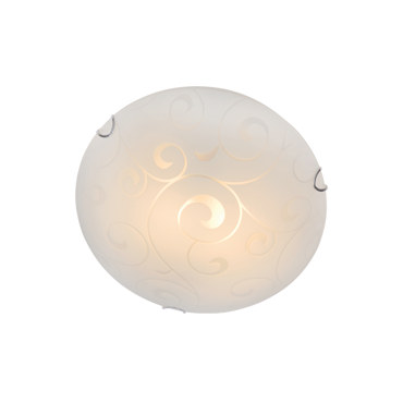 ACA Πλαφονιέρα ''CHAPLIN'' Δίφωτη Γυάλινη Λευκή με Σχέδια Ε27 Φ30x9cm AD994706