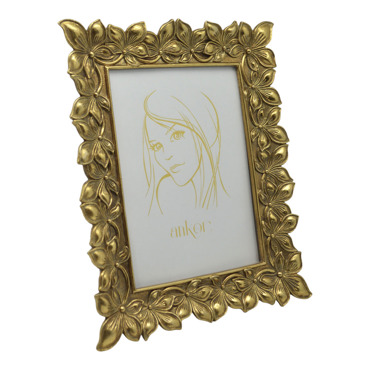 Ankor Κορνίζα Πολυεστερική 13x18cm με Ανάγλυφα Χρυσά Λουλούδια (19531-5)