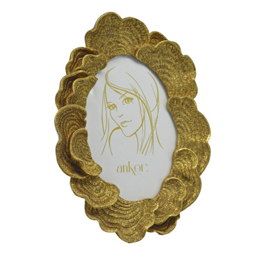 Ankor Κορνίζα Οβάλ Πολυεστερική 10x15cm με Χρυσά Ανάγλυφα Σχέδια (24343-4)