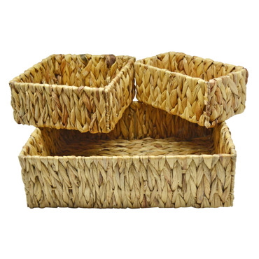 Ankor Σετ των 3 Καλάθια Ψάθινα Φυσικά 36x36x10cm (819867)