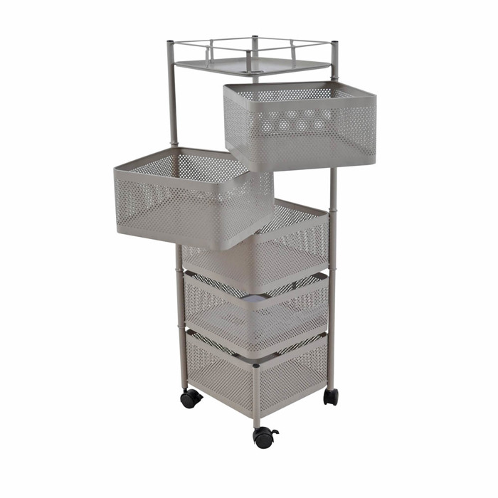 Ankor Troleϊ Apothikefsis me 5 Kalathia Metalliko Ggri-Mpez Mat 28x28x91cm (824175)