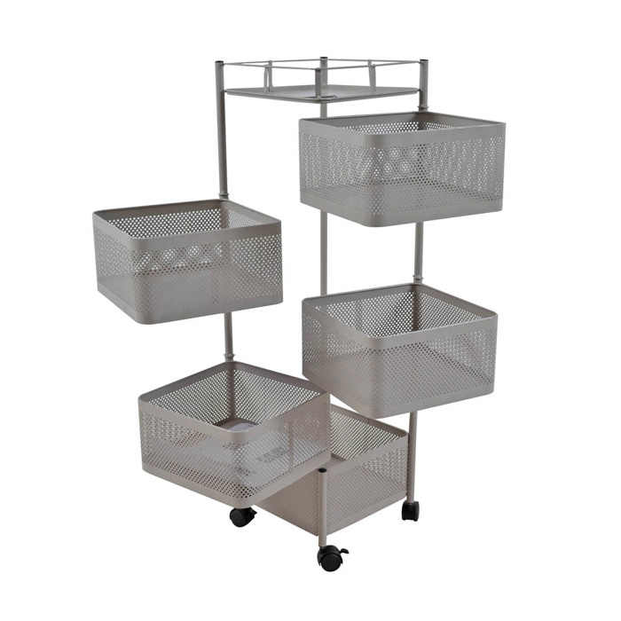 Ankor Troleϊ Apothikefsis me 5 Kalathia Metalliko Ggri-Mpez Mat 28x28x91cm (824175)