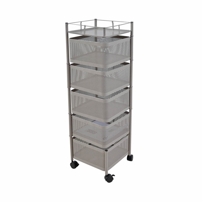 Ankor Troleϊ Apothikefsis me 5 Kalathia Metalliko Ggri-Mpez Mat 28x28x91cm (824175)