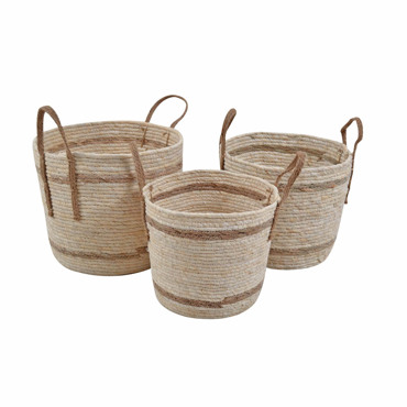 Ankor Σετ των 3 Καλάθια Ψάθινα Φυσικά 35x35x39cm (824274)