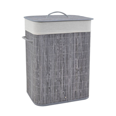 Ankor Καλάθι Απλύτων Μπαμπού Γκρι με Ύφασμα 41x31x50cm (824403)
