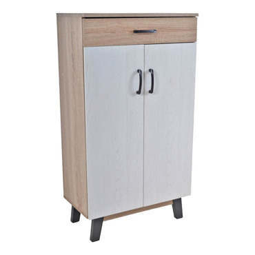 Ankor Παπουτσοθήκη Ντουλάπι Ξύλινο με Συρτάρι Λευκό/Φυσικό 60x32x108cm (830312)