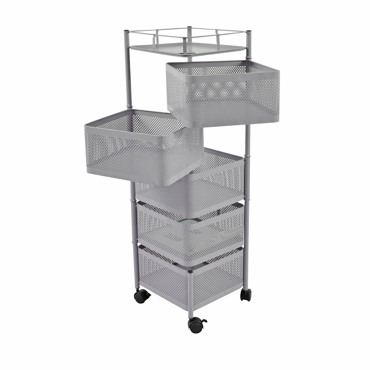 Ankor Τρόλεϊ Αποθήκευσης με 5 Καλάθια Μεταλλικό Γκρι 28x28x91cm (830381)