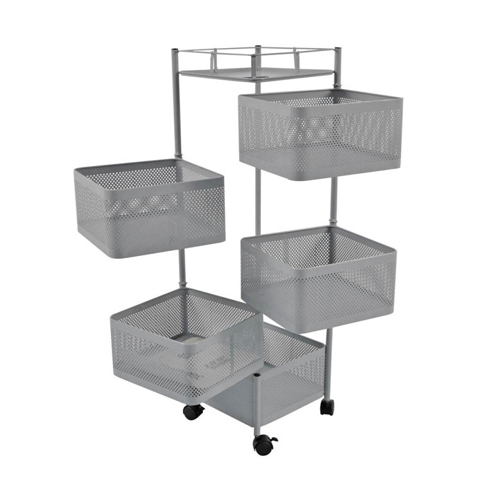 Ankor Troleϊ Apothikefsis me 5 Kalathia Metalliko Ggri 28x28x91cm (830381)