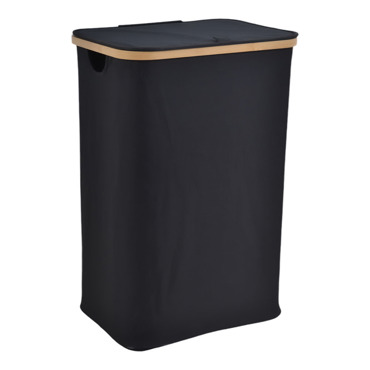 Ankor Καλάθι Απλύτων Υφασμάτινο Μαύρο Με Μπαμπού Σκελετό 40x30x60cm (842223)