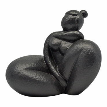 Ankor Διακοσμητικό Κεραμικό Γυναικεία Φιγούρα Μαύρο Ματ 17.5x15x16cm (842933)