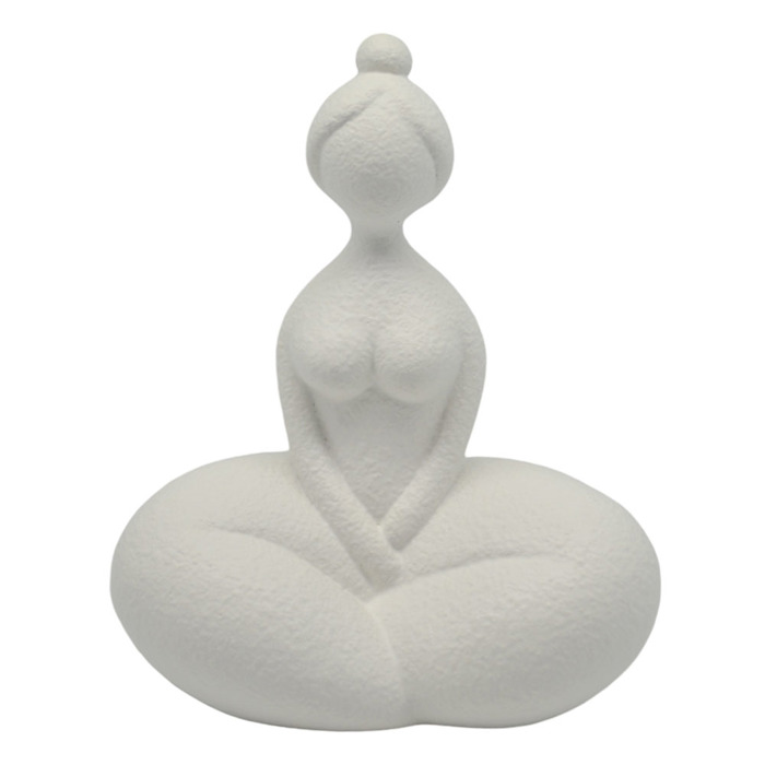 Ankor Diakosmitiko Keramiko Gynaikeia Figura Lefko Mat 15.8x10.5x19.5cm (842988)