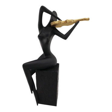 Ankor Διακοσμητική Φιγούρα Πολυεστερική Γυναίκα Μαύρη με Βιολί Χρυσό 15x8x26cm (844302)