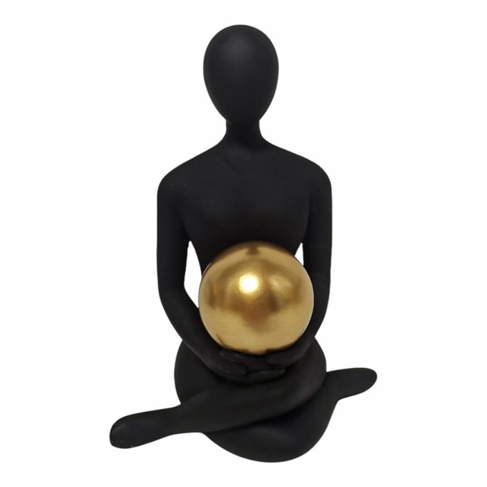 Ankor Diakosmitiki Figura Poluesteriki Mavri me Xrusi Sfaira 13.3x10x18.5cm (844333)