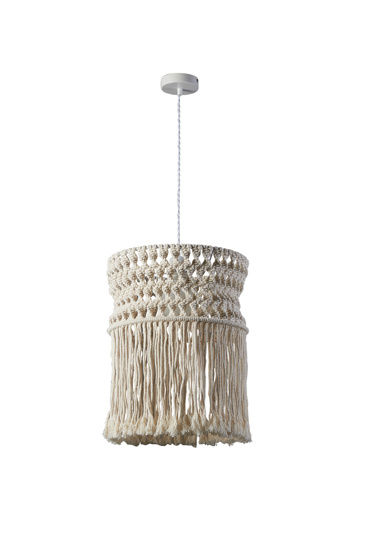 ArLight PDC 6818 Κρεμαστό Φωτιστικό Οροφής Μακραμέ Λευκό με Κρόσσια Μονόφωτο Ε27 Φ35x165cm 0084612