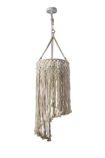 ArLight PDC 6820 Κρεμαστό Φωτιστικό Οροφής Μακραμέ Λευκό με Κρόσσια Μονόφωτο Ε27 Φ30x164cm 0084614