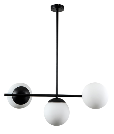 ArLight PDA 340-3 Φωτιστικό Οροφής Σωλήνες Μαύροι με Οπαλίνες Μπάλες Τρίφωτο Ε27 60x35x70cm 0101432