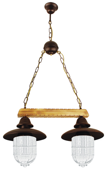 ArLight Κρεμαστό Φωτιστικό Οροφής PDA 112-2 TR Ράγα Δίφωτο Ξύλινο με Εφέ Σκουριάς Ε27 55x24x110cm 0101442