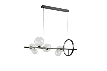 ArLight PDC 2049-7 Κρεμαστή Ράγα Οροφής Μαύρη με LED και Εφτά G9 Γλόμπους Διάφανους 90x28x120cm 0104529