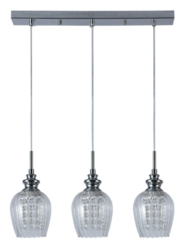 ArLight PDC 1254-3 Ράγα Οροφής Τρίφωτη Νίκελ με Κρύσταλλα και Διάφανα Γυαλιά Ε14 50x12x120cm 0104532