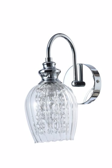ArLight WLC 1254 Απλίκα Τοίχου Νίκελ με Κρύσταλλα και Διάφανο Γυαλί Μονόφωτη Ε14 Φ12x24cm 0304190