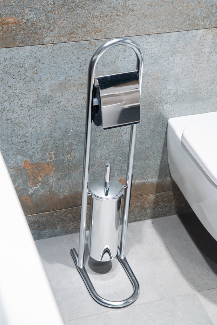 Stant Xartiou ugias kai Piggal Metalliko Chrome 17.5x29.5x79.5cm AWD02070037