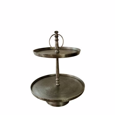 InTheBox - Maison LOOP Stand Διώροφο Αλουμινίου Χρυσό Αντικέ Φ39x49cm 022257