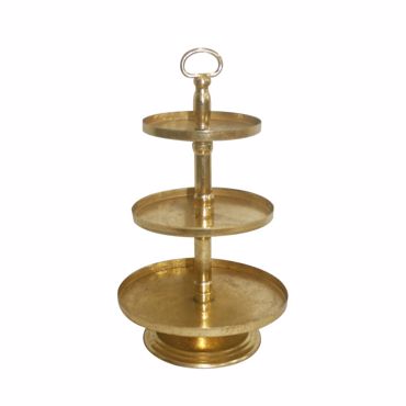 InTheBox - Maison STAGE Stand Τριώροφο Μεταλλικό Χρυσό Φ20.32x34.29cm 024147