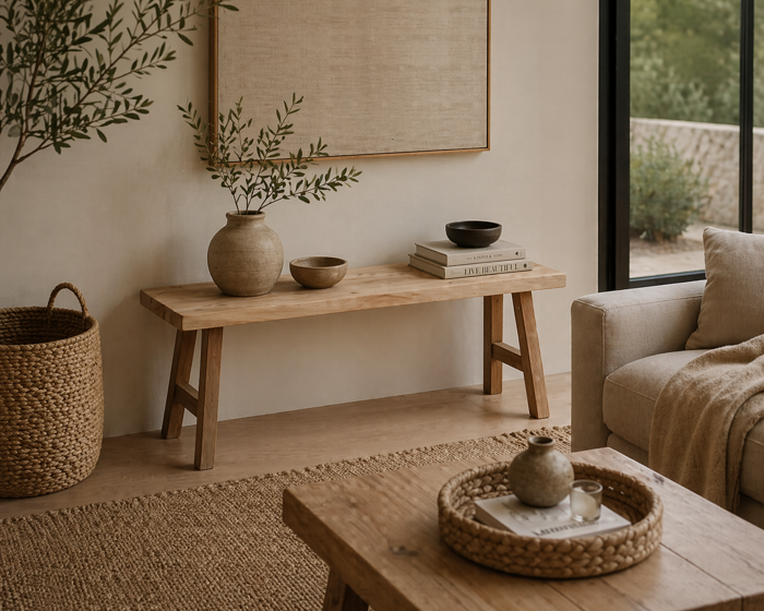 MRShome Paggos Teak Wood 100x25x42cm