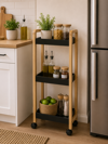 MRShome Rafiera Bamboo/MDF me 3 Rafia Fusiki/Mavri me Rodakia 28.5x21x79cm MRShome