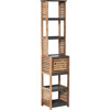MRShome Epiplo MDF/Akakia me 1 Ntoulapaki kai 5 Rafia Apothikefsis Ggri/Kafe 38.5x30x170cm MRShome